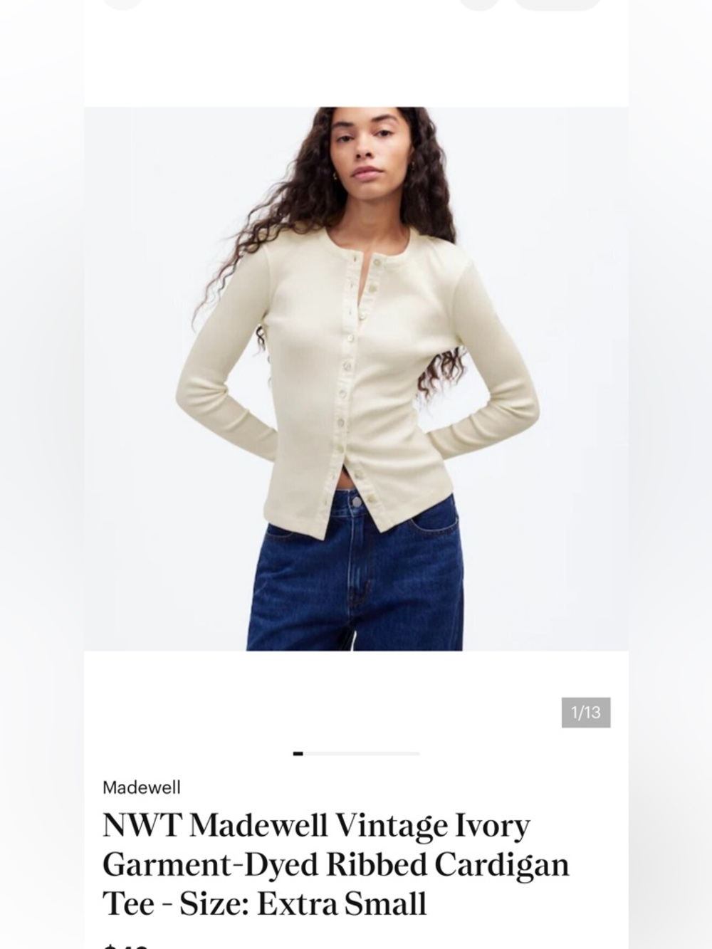 Madewell ribbed button down cardigan size Xsmall